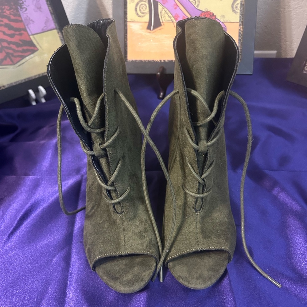 Dolce by Mojo Moxy Olive Green Wedge Booties